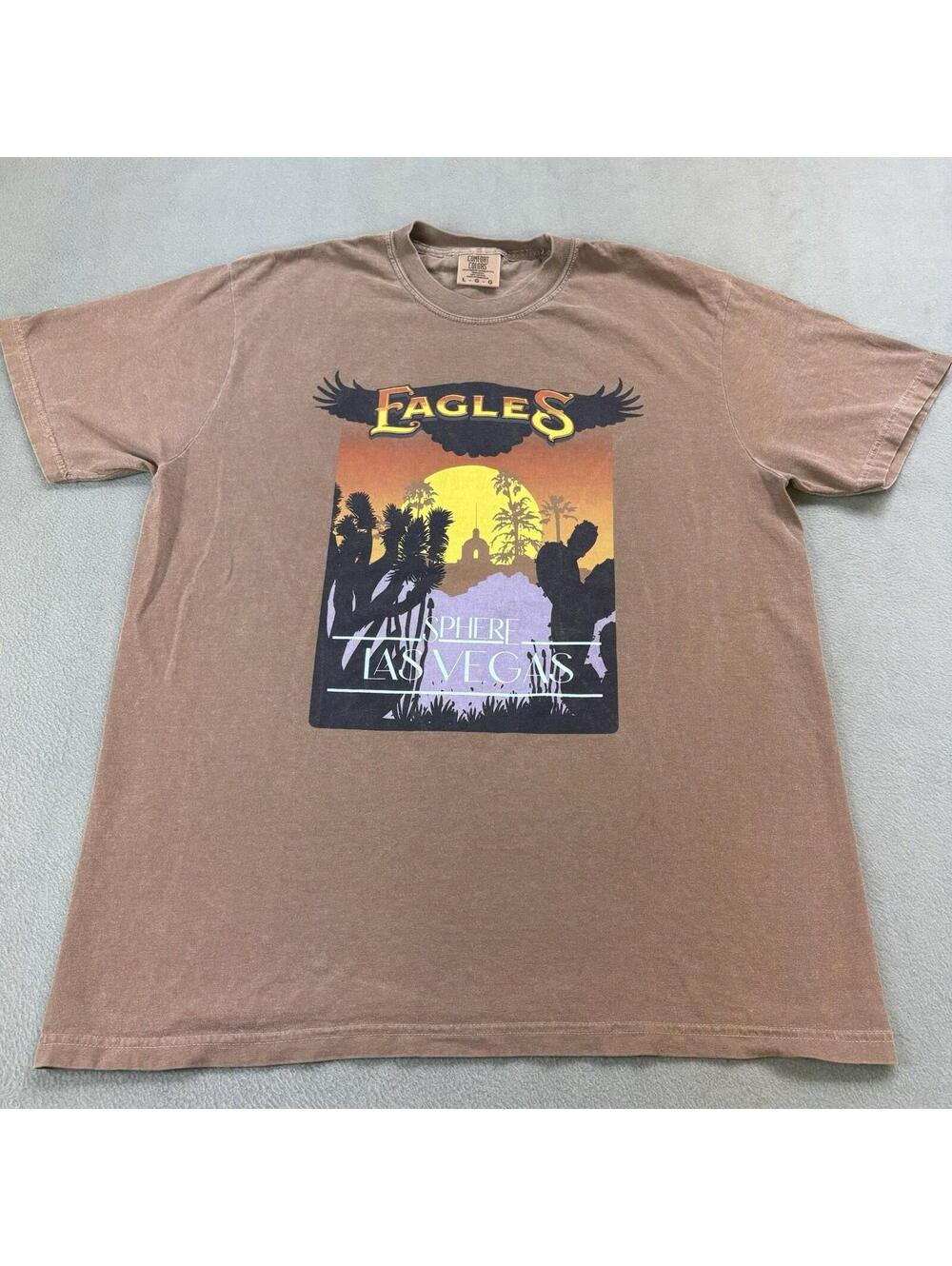 2025 2026 Eagles The Sphere Las Vegas Band T Shirt Size Large Brown